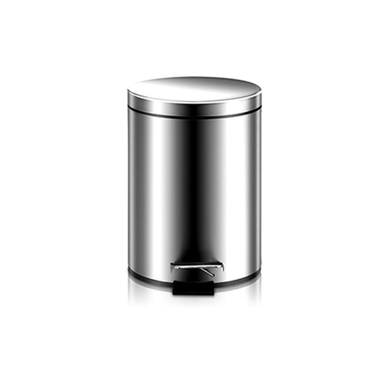 3L 5L 8L 12L 410 Stainless Steel Chrome Foot Pedal Bathroom Round Trash Can