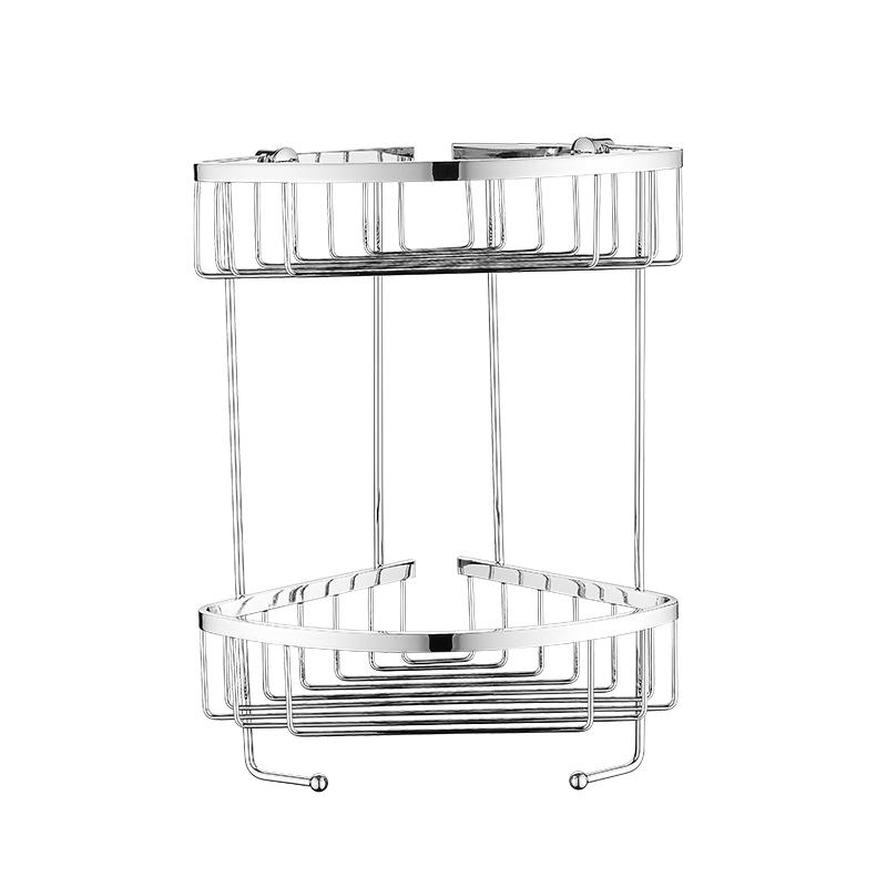 8617 25x19x35cm Double Layer Corner Storage Basket Stainless Steel Bathroom Accessories