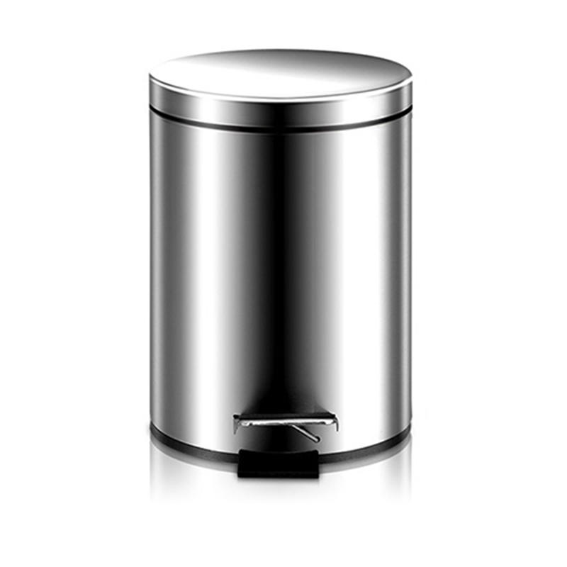 3L 5L 8L 12L 410 Stainless Steel Chrome Foot Pedal Bathroom Round Trash Can