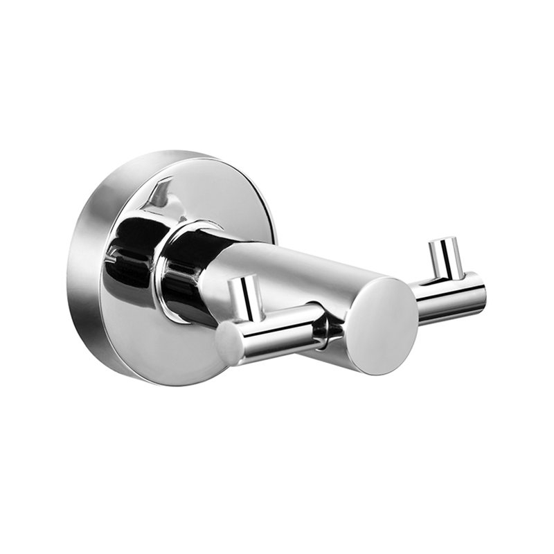 186012 Stainless Steel Mirror Chome Non-slip Hook Double Robe Hook