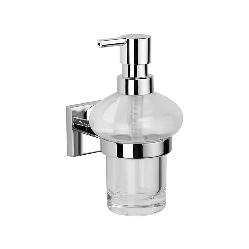 196058 Wall Mounted Frosted Glass Soap Dispenser Chrome Polishing