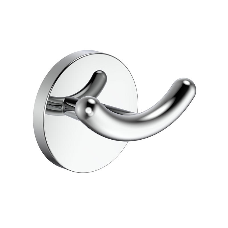 130012 Wall Mounted White Chrome Arcuated Safety Double Robe Hook
