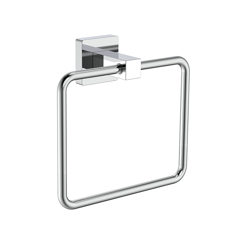 189031 Square Bottom Square Rounded Corner Stainless Steel Chrome Towel Ring