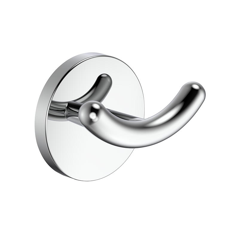 130012 Wall Mounted White Chrome Arcuated Safety Double Robe Hook