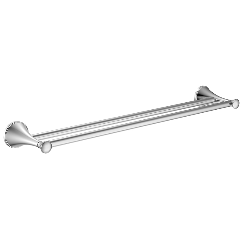 188047 Stainless Steel Round Base Chrome Color Double Towel Rail