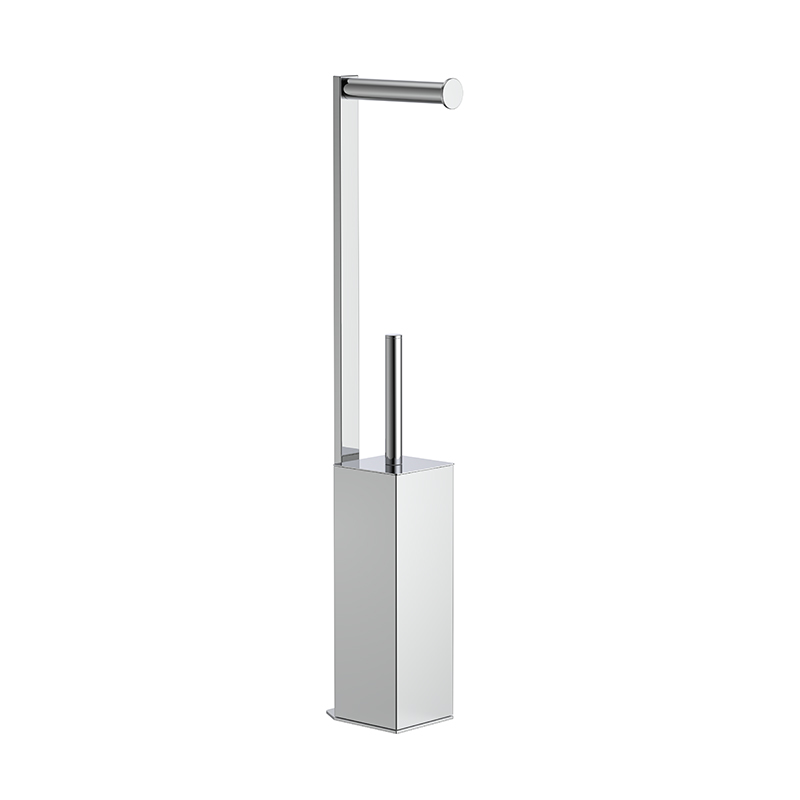 6641 Free standing Stainless Steel Square Toilet Brush Holder with paper holder 