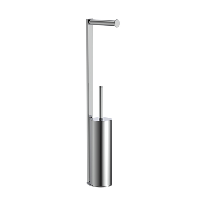 6642 Free standing Stainless Steel round Toilet Brush Holder with paper holder 