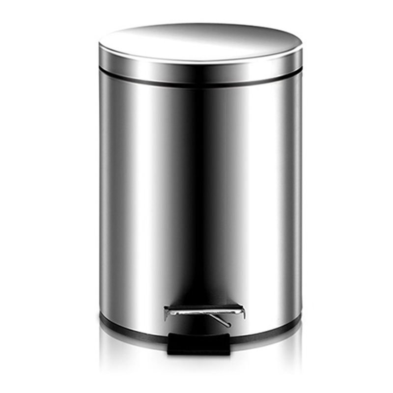 3L 5L 8L 12L 410 Stainless Steel Chrome Foot Pedal Bathroom Round Trash Can