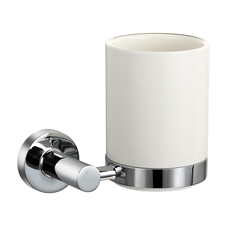 186051 Chromed Stainless Steel Frosted Glass Tumbler Holder