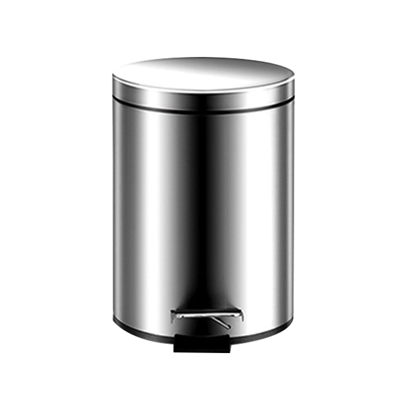 3L 5L 8L 12L 410 Stainless Steel Chrome Foot Pedal Bathroom Round Trash Can