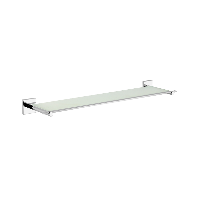 196061 60×14.3×5cm Glass Shower Shelf Wall Mounted Toiletry Shelf