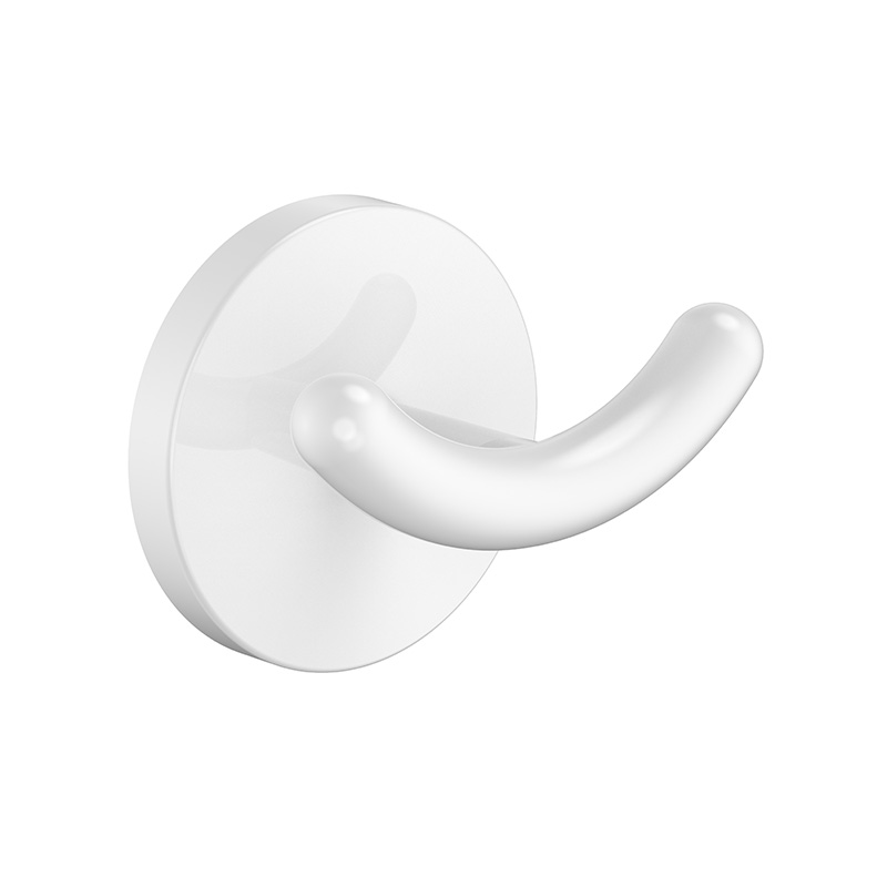 130012 Wall Mounted White Chrome Arcuated Safety Double Robe Hook