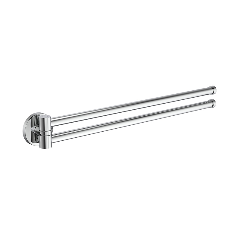 130049 Bathroom Wall Mounted Chrome Double Swivel Towel Rail