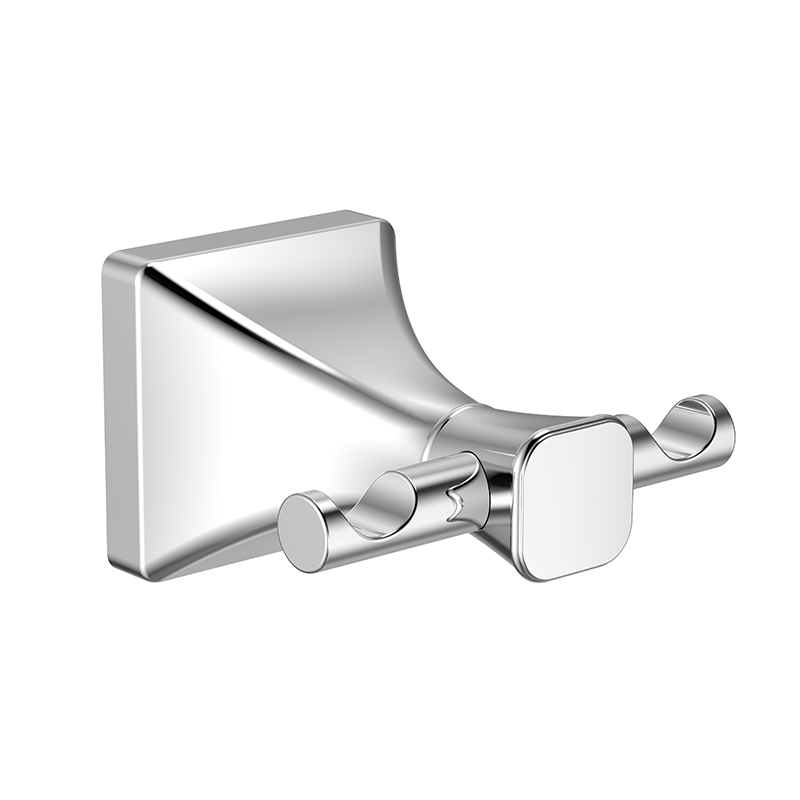 187012 Bathroom Hand Polished Chrome Quad Bracket Double Robe Hook