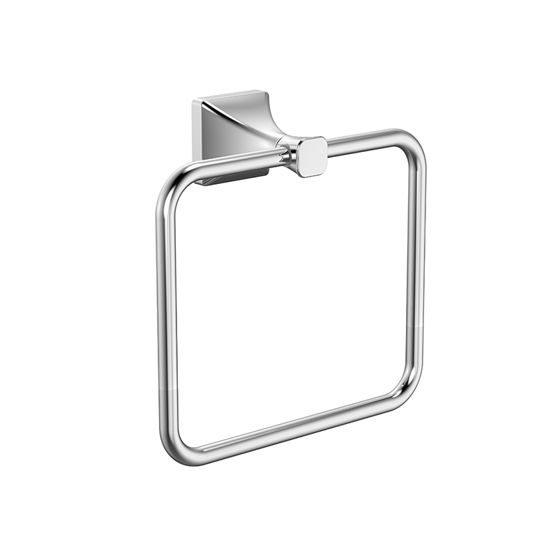 187031 Bathroom Tapered Chrome Base Square Towel Ring Towel Rail