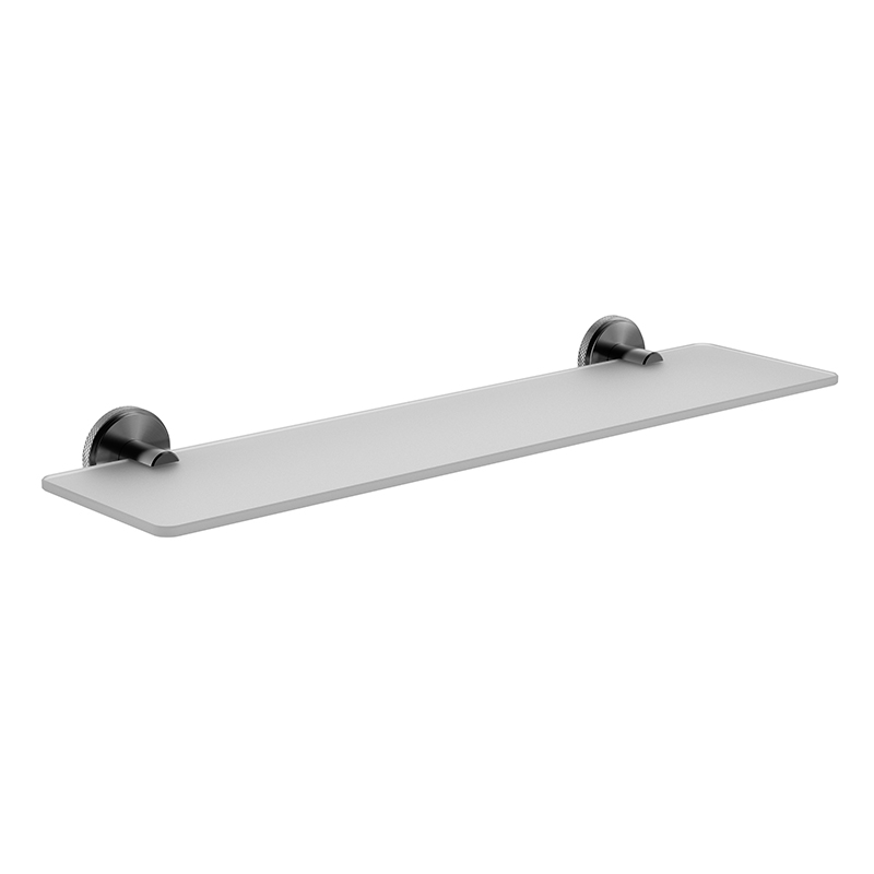 093061 Wall Mounted Bathroom Gun black Glass Shower Shelf Cosmetics Storage Platform